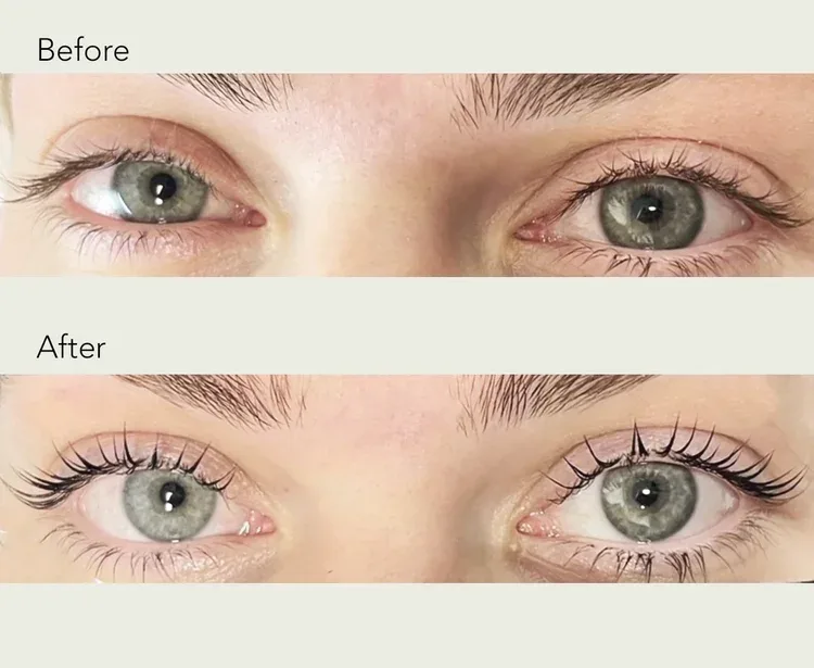 Before and after — lash lift result