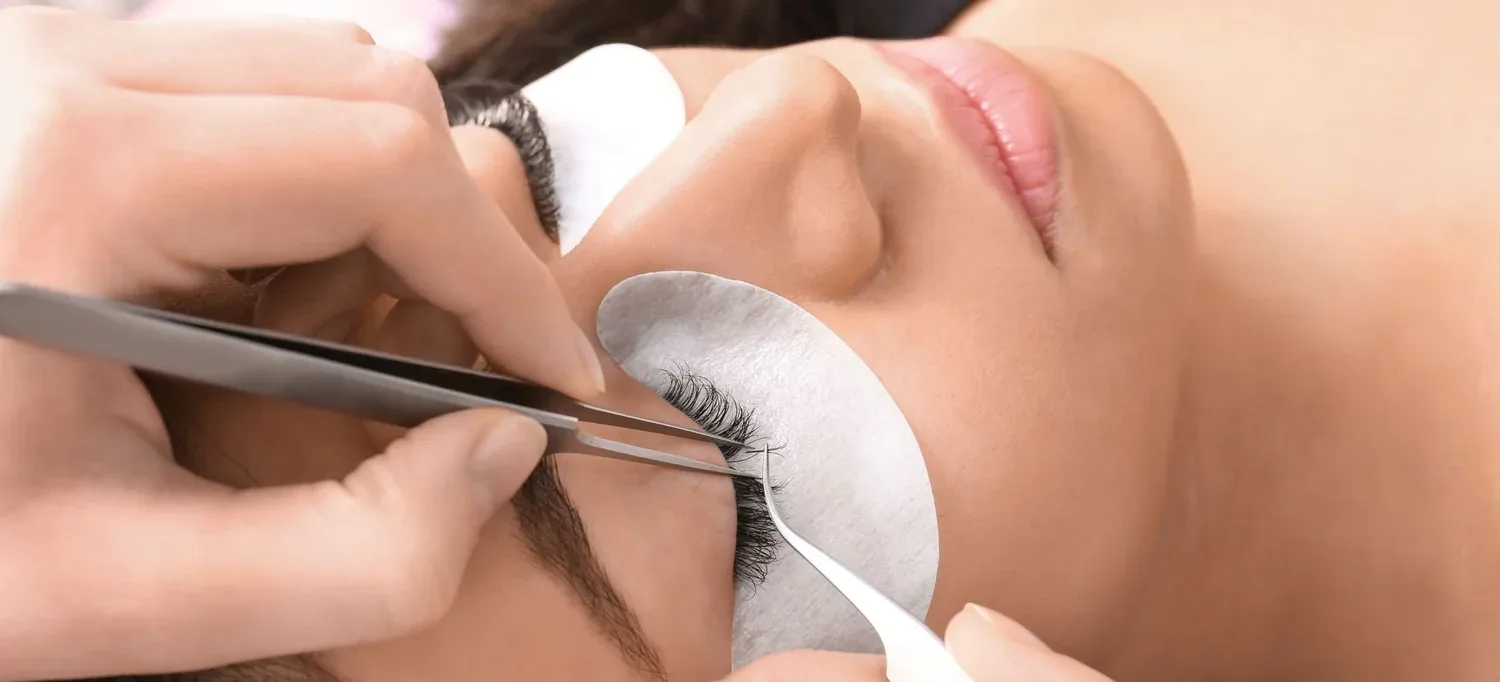Lash treatment in progress at Adore Lash & Brow Co